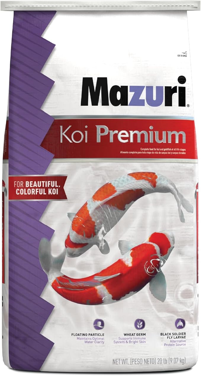 Mazuri Koi Premium Food Large - 5mm Pellet Food for Koi Over 12 inches Long, 20 Pound (20 LB) Bag