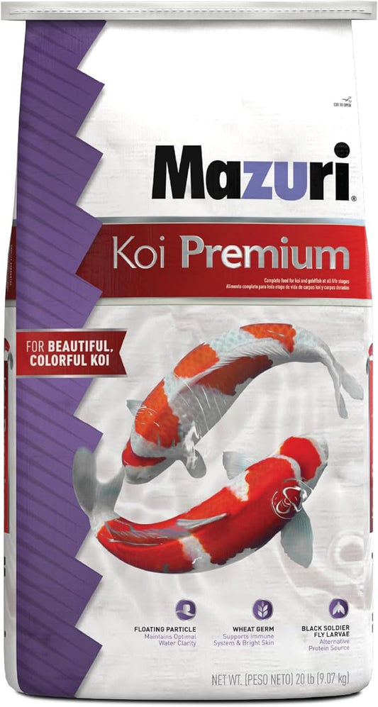 Mazuri Koi Premium Food Medium - 4mm Pellet Food for Koi Over 6 inches Long, 20 Pound (20 LB) Bag