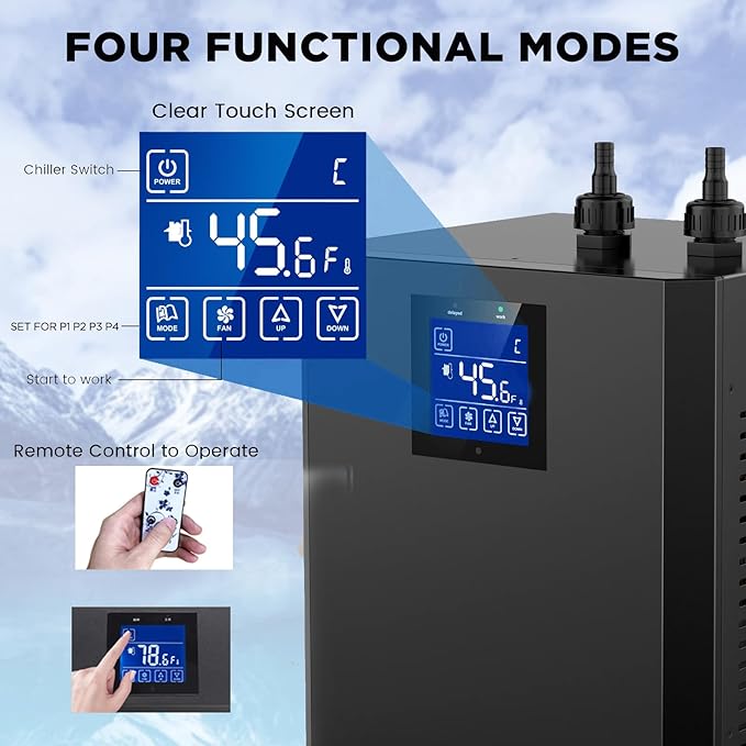 Aquarium Chiller 79gal,300L Fish Tank Water Chiller, Water Cooler Cooling System – 1/3HP Water Chiller Fast Colling for Bathtub Hydroponics Fish Axolotl Jellyfish Coral Crystal Shrimp110v and Fittings