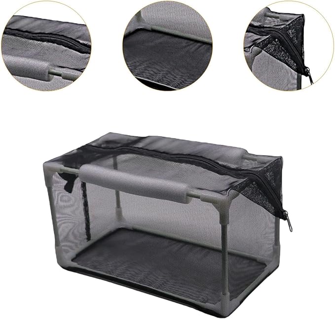 Aquarium Separation Net Breeding Box Nylon Mesh Multipurpose Pp Frame with Zipper for Fish Spawn Hatchery Easily Install, 62x32x32cm