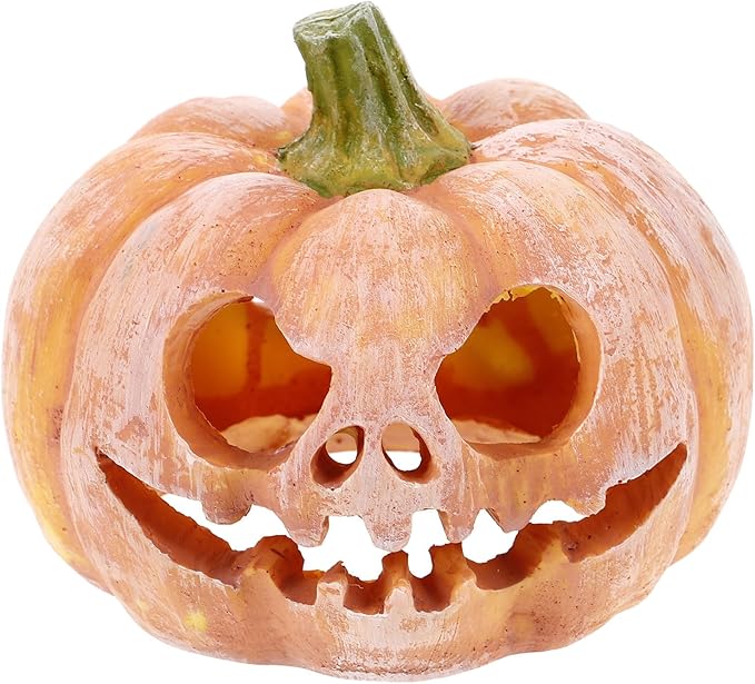 INOOMP Aquarium Fish Tank Decor Pumpkin Hideout Resin Fish Shelter Halloween Themed 3.9 Inch Cave for Small Aquariums