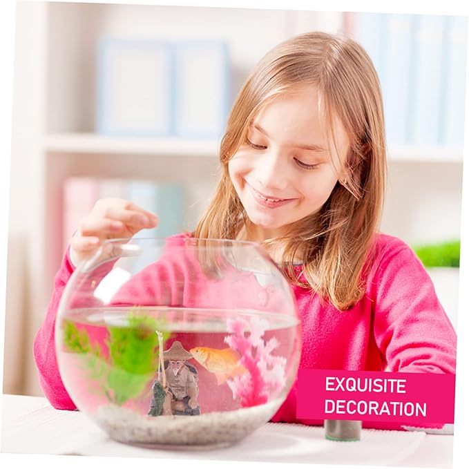 Zerodeko 2pcs Fisherman Figurines Decorative Ornaments for Aquarium and Garden Realistic Fishing Models for Sand Table and Flower Pot Decoration Safe for