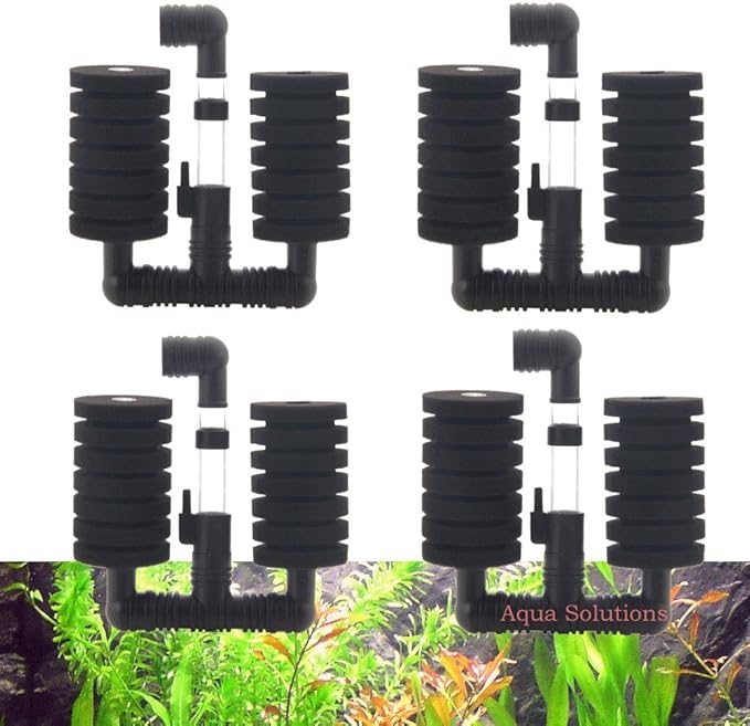 4X Dual Bio Sponge Filter for Betta Fry Aquarium Fish Tank Up to 30 Gallon Each (Dual Sponge Filters 4-Pack)