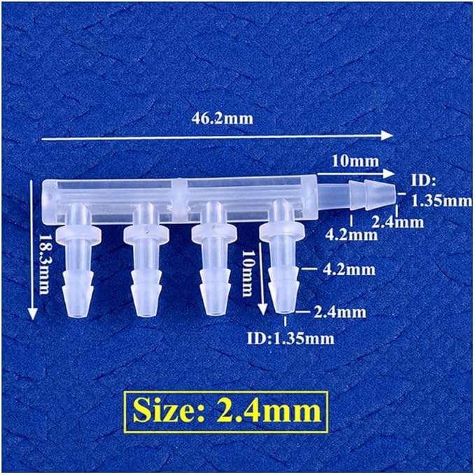 5pcs PP Equal Dia 5-Ways Connector Aquarium Tank Air Pump Hose Joint Garden Irrigation System Pipe Pagoda Joints,2.4mm
