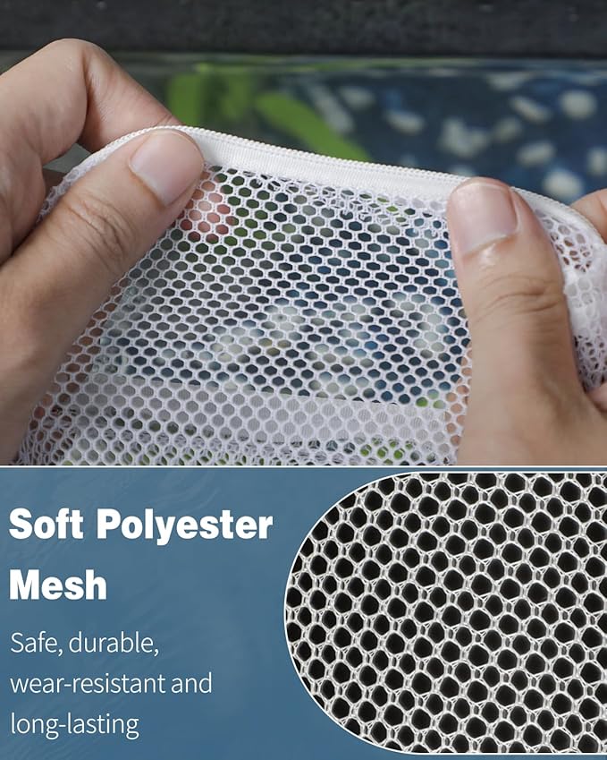 Pawfly 8 Pack Aquarium Filter Media Bags, Fish Tank Fine Mesh Bag with Plastic Zipper Aquarium Reusable Mesh Bag for Activated Carbon Bio Filter Balls Filter Stones Ceramic Rings, White, 7.9" x 5.9"