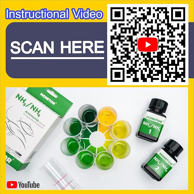 Monitor Ammonia Test KIT (150 Tests) - Monitor Aquarium and aquaculture Water Quality