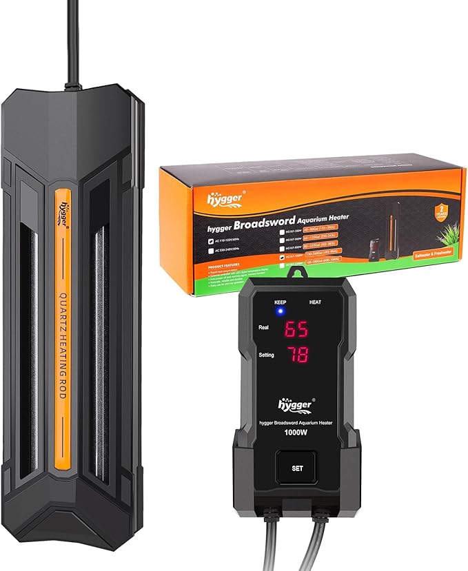 hygger 300W Aquarium Heater with Controller, Adjustable & Submersible Fish Tank Heater with Digital Display Safety Triple Protection Beeping Alarm for Saltwater and Freshwater 40-80 Gallon