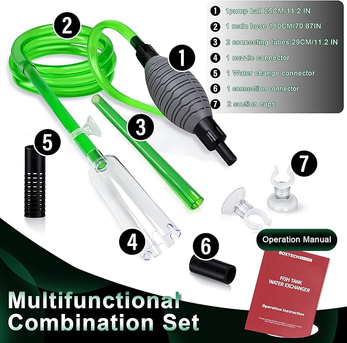 boxtech Fish Tank Water Change, Vacuum Siphon Water Changer Pump Sand Cleaner for Aquarium Water Filter