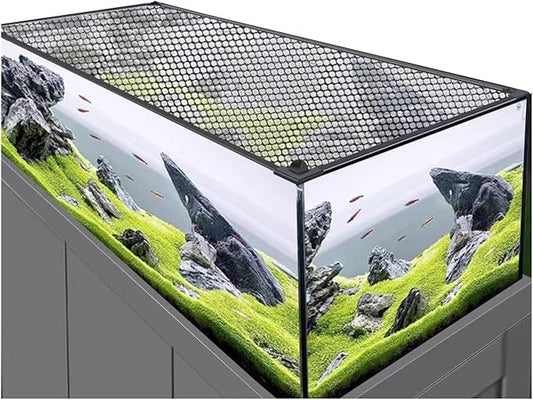 Square Fish Tank Anti-Jumping Net Cover Mesh, Magnetic Aquarium Lid, Custom DIY Aquarium Fish Screen Hood, Black Frame White Mesh, Top/Side Mount(L50xW45cm/19.7x17.7in)