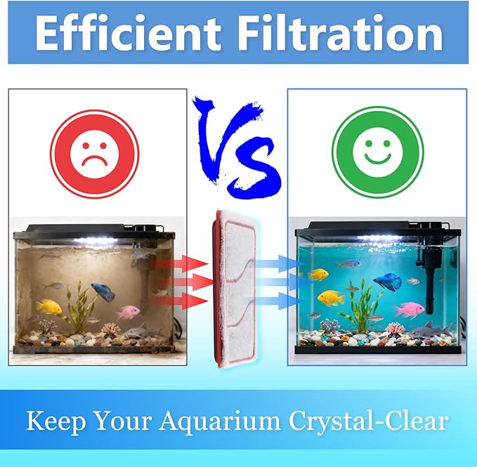 Aquarium Filter Cartridges Replacement Compatible with Whisper 3i Internal Fish Tank Filter, Multi-Layer Filter Pad with Cotton, Activated Carbon & Zeolite, 16 Pack