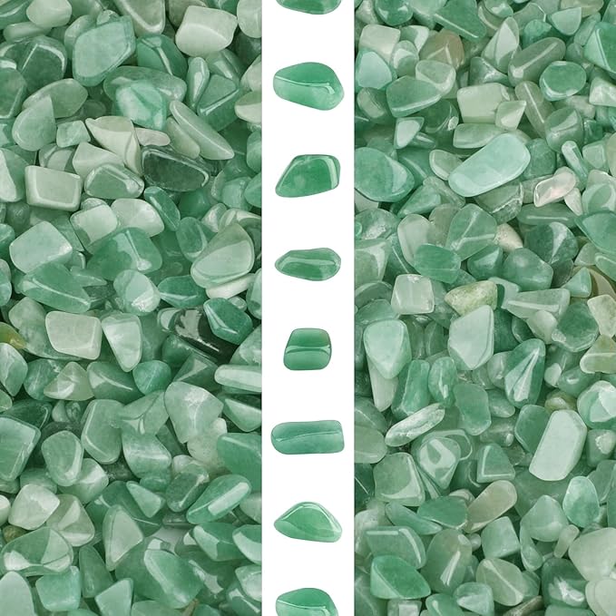 gemshan 2lb Aventurine Quartz Chips Natural Crushed Crystal Chip Bulk 7mm-9mm Tumble Healing Crystal Stone for Aquarium Vase Plant Decoration Jewelry DIY