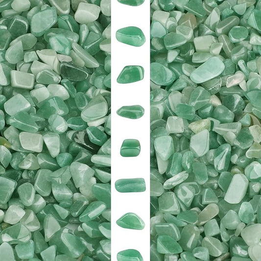 gemshan 2lb Aventurine Quartz Chips Natural Crushed Crystal Chip Bulk 7mm-9mm Tumble Healing Crystal Stone for Aquarium Vase Plant Decoration Jewelry DIY