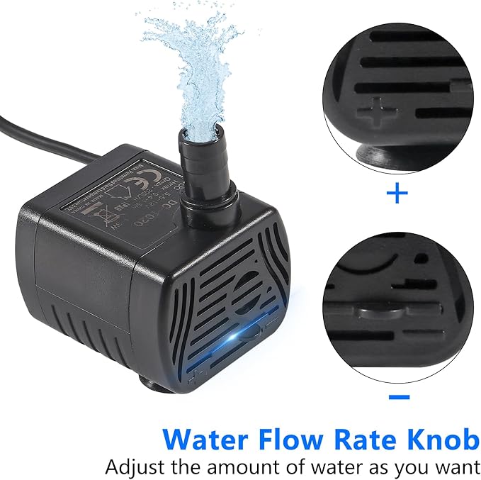 2Pcs DC5.5V-12V Mini Submersible Water Pump 1W-3W Small Fountain Pump for Aquarium Fish Tank Fountain Hydroponics Water Feature, Indoor Fountains