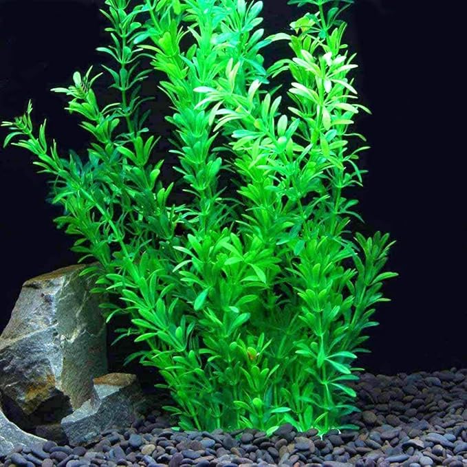 Saim 24" Tall Aquarium Plants, Realistic Plastic Green Fish Tank Plants, Large Fake Artificial Plants Decorations