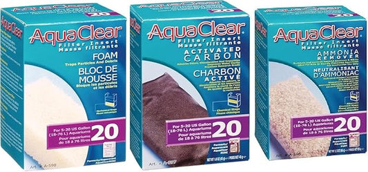 AquaClear Fluval 20 Maintenance Kit Hang on Back Aquarium Filter Aqua Clear AC20 Carbon Foam Ammonia