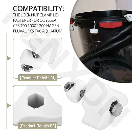 6 Pack Canister Lock Nut Clamp Lid Fastener for Odyssea CFS 700 1000 1200 Hagen Fluval FX6 FX5 FX2 FX4 Replacement Part