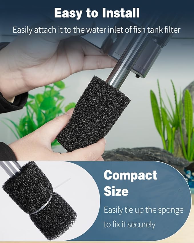 Pawfly 6 Pack Pre-Filter Sponge, Aquarium Filter Sponge 1" Intake Sponge Foam Roll for Small Fish Shrimp Fry Fish Tank Covers Accessories