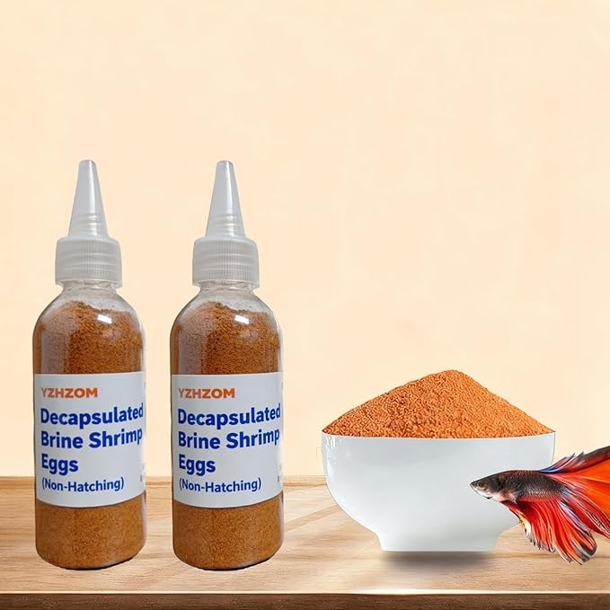 YZHZOM 2pcs 1.76 oz Decapsulated Brine Shrimp Egg (Non-Hatching), 100% Natural Artemia Nauplii, High Protein Natural Food for Betta Guppy Discus Tropical Fish Saltwater & Freshwater Aquarium