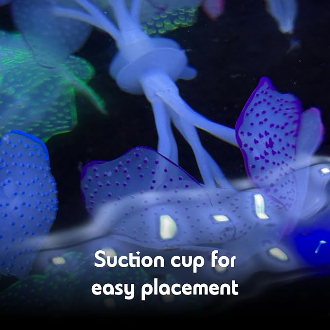 CTWPets Glowing Artificial Coral Aquarium Decoration – Starlight Feather Silicone Ornament – UV & Blue Light Reactive Fish Tank Decor (Glowing Pink)