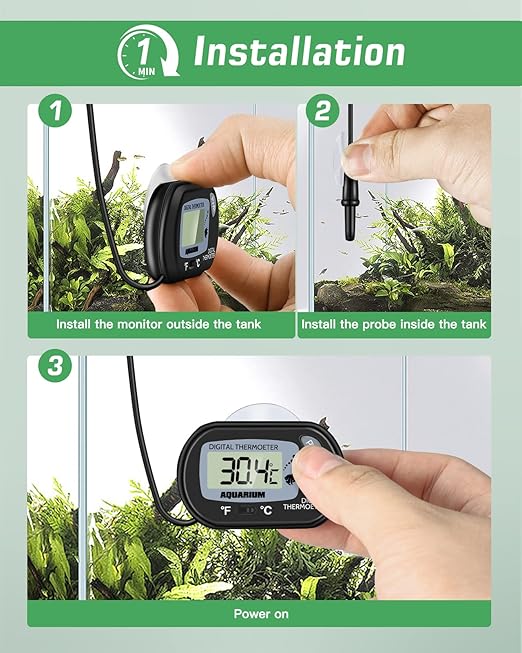 Zacro 2 Pack Digital Aquarium Thermometer, Fish Tank Thermometer, Water Thermometer with Large LCD Display,Reptile Thermometer for Fish Tank Water Terrarium