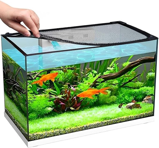 Easy Install DIY Fish Tank Lid, Anti-Jump Hood Cover for Tanks, Adjustable Mesh Aquarium Lid, Washable & Custom(60x35cm)