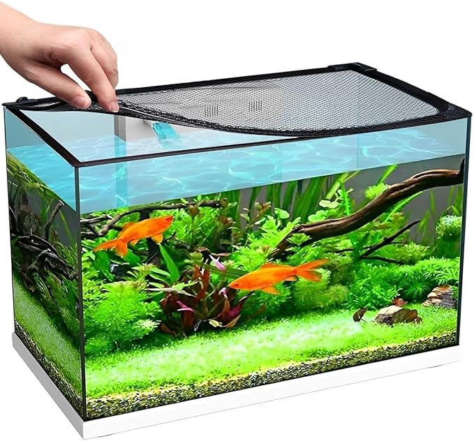 Easy Install DIY Fish Tank Lid, Anti-Jump Hood Cover for Tanks, Adjustable Mesh Aquarium Lid, Washable & Custom(180x50cm)
