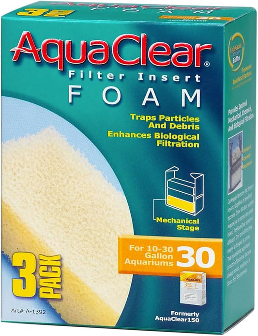Aquaclear A1392 30-Gallon Foam Inserts,Black, 3-Pack