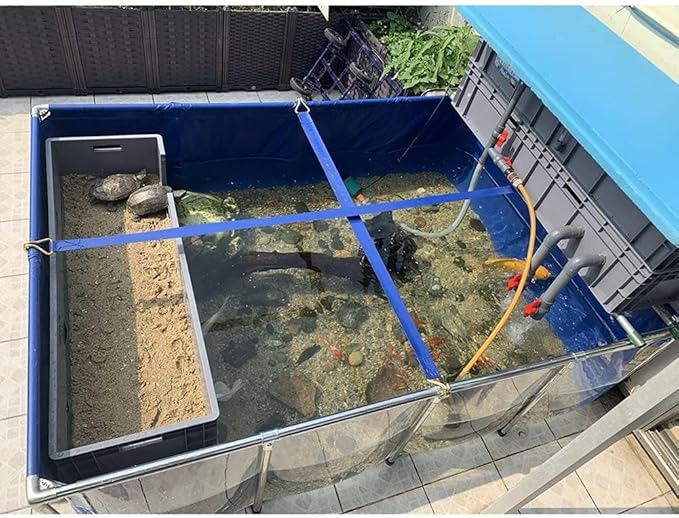 Flexible PVC Canvas Liners with Steel Frame, Backyard PVC Canvas Pond Liners, Indoor Aquarium for Koi/Goldfish, with Clear Viewing Panel(50x40x30cm)