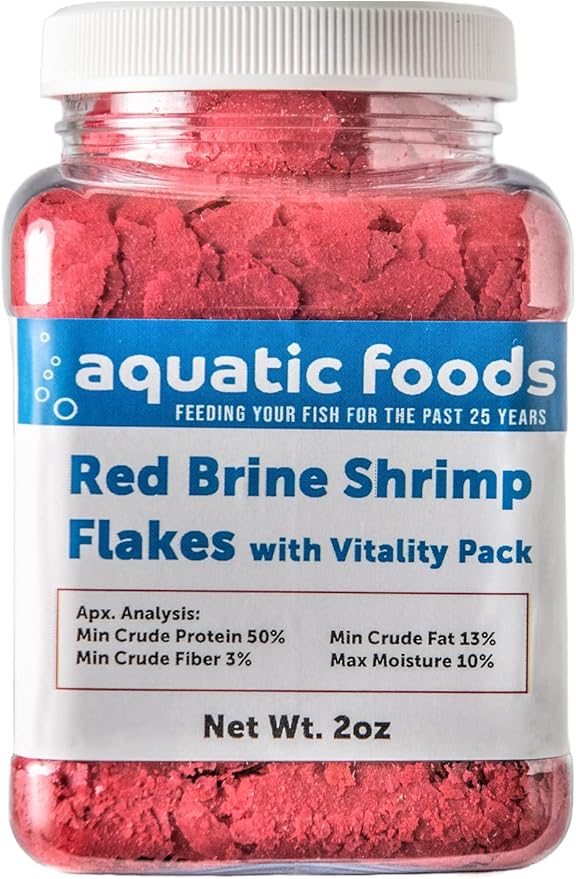 Red Brine Shrimp Color Enhancing Flakes with Vitamin Vitality Pack, Premium Zeigler Flakes…2oz Small Jar