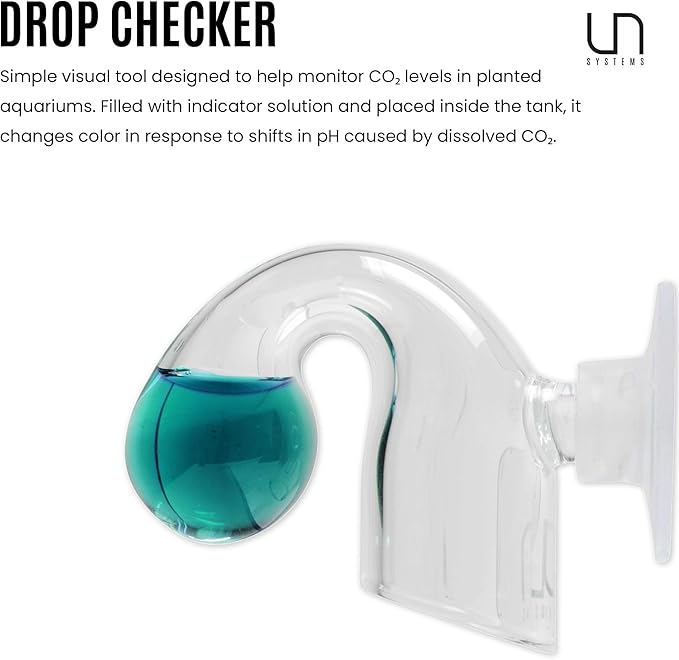 Ultum Nature Systems CO2 Drop Checker - Glass CO2 Drop Checker for Aquarium, CO2 Aquarium Kit with Solution, CO2 Monitor Complete Set for Planted Aquariums - Drop Checker Suction Cup Mount (SD)