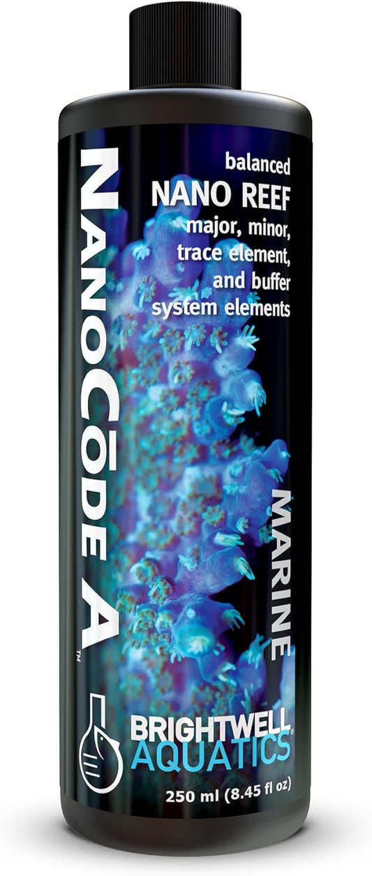 Brightwell Aquatics NanoCode A – Balanced Calcium, Magnesium & Trace Elements for Nano Reef Aquariums – Supports Coral Growth & Aragonite Formation – No Phosphate or Silicate, 250 ml