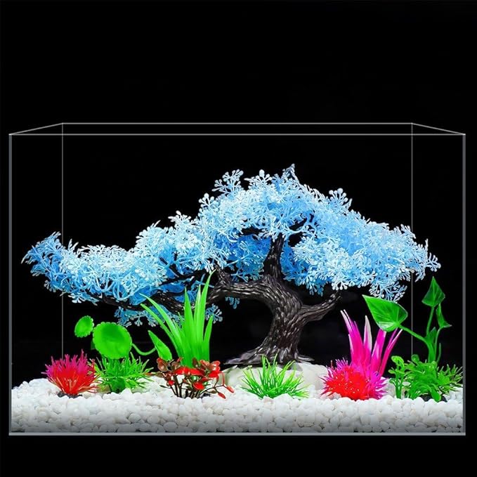 Sanfly Artificial Aquarium Plants, Fake Aquarium Aquatic Plant Cherry Blossom Aquarium Fish Tank Simulation Aquatic Aquarium Tank Accessories
