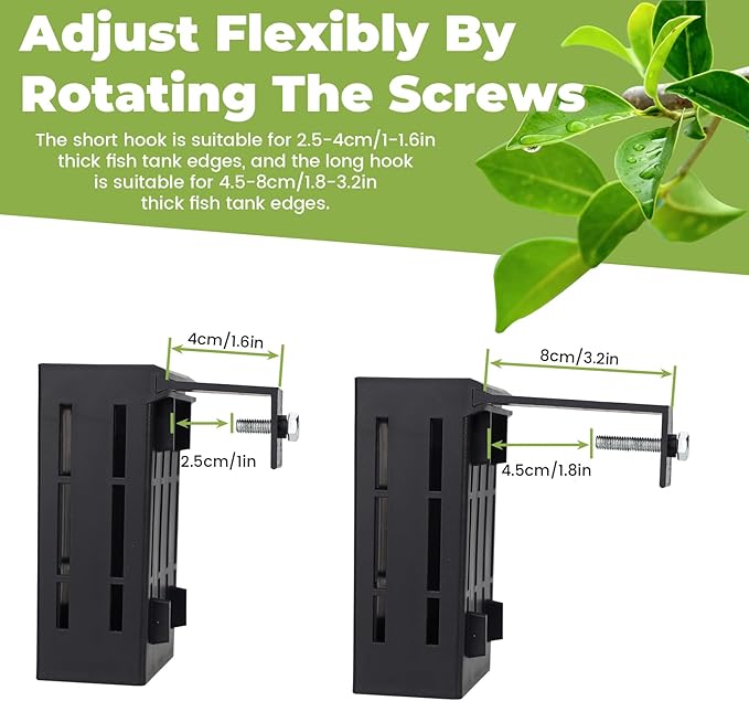 4 Pack Aquarium Plant Holder for 1-3.2in Edge, Hanging Fish Tank Plant Holder Aquatic Plant Pot with 16 Hooks for Live Plants Aquarium Planter Fish Tank Decorations