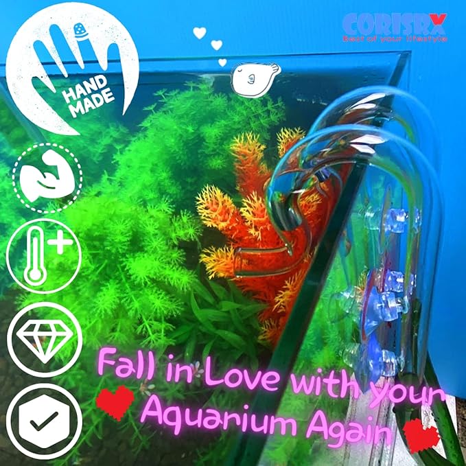 Aquarium Mini Glass Lily Pipe Bar Kit Inflow & Outflow for 12mm Tube Canister Filter - Elegant Design & Perfect Size for Small Fish Tank Filter Accessories, 5 10 15 20 Gallon Fish Tank