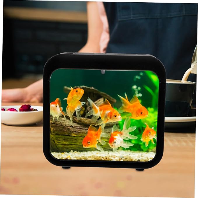 Mipcase DIY Micro Landscape Aquarium Betta Fish Tank Kit with Plant Hydroponic Box Small Reptile Tank Desktop with Lighting