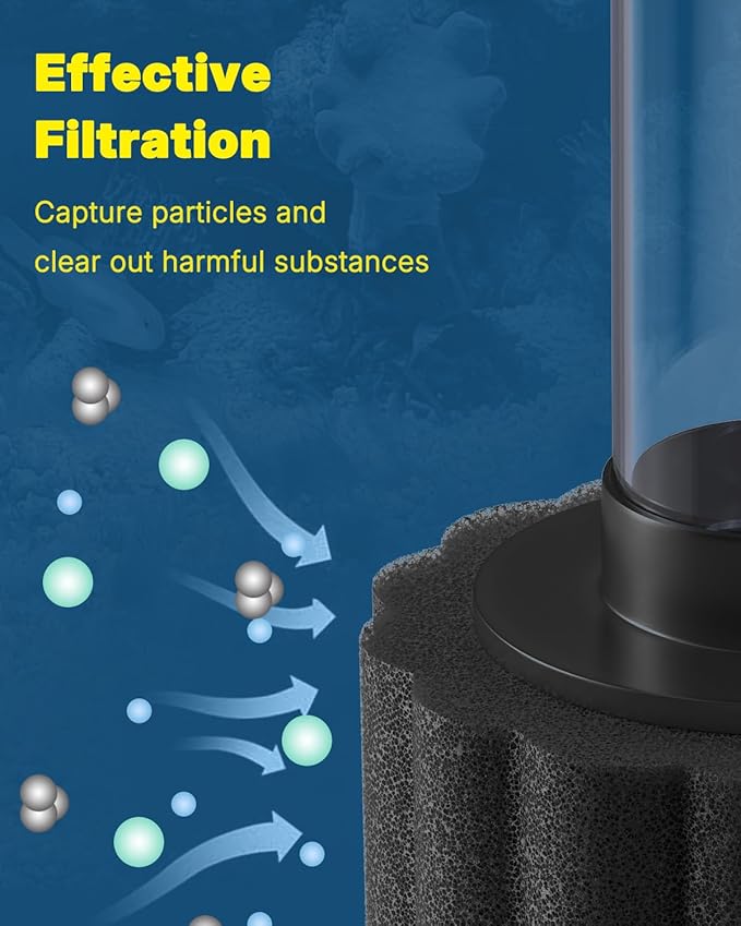Pawfly Aquarium Air Pump, Fish Tank Air Pump, Quiet Adjustable Oxygen Pump with Mini Sponge Filter, Airline Tubing & Accessories, for 5-200 Gallon Fish Tank