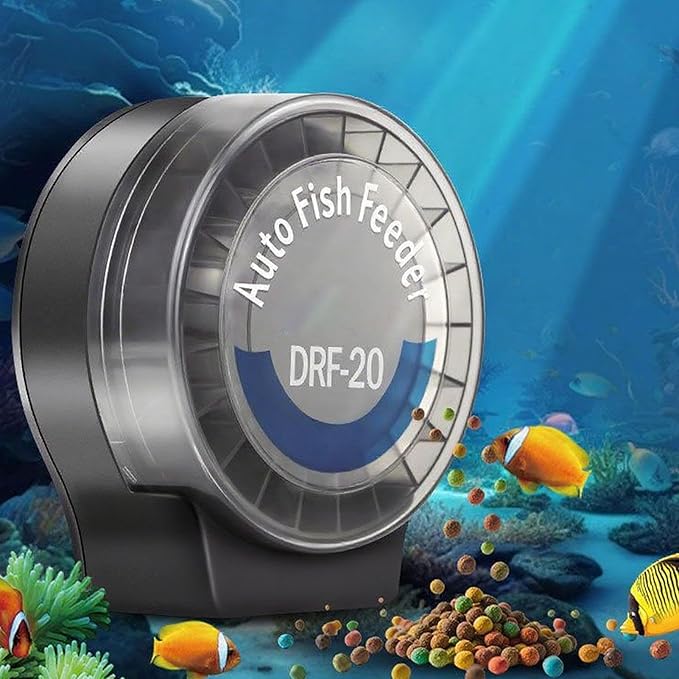 Fish Tank Automatic Feeder - 6 Timers Aquarium Auto Food Dispenser, with 21-Compartment | Vacation Fish Tank Feeder for Turtle Betta Tetrasfrog Axolotl Shrimp Saltwater Freshwater Home Office