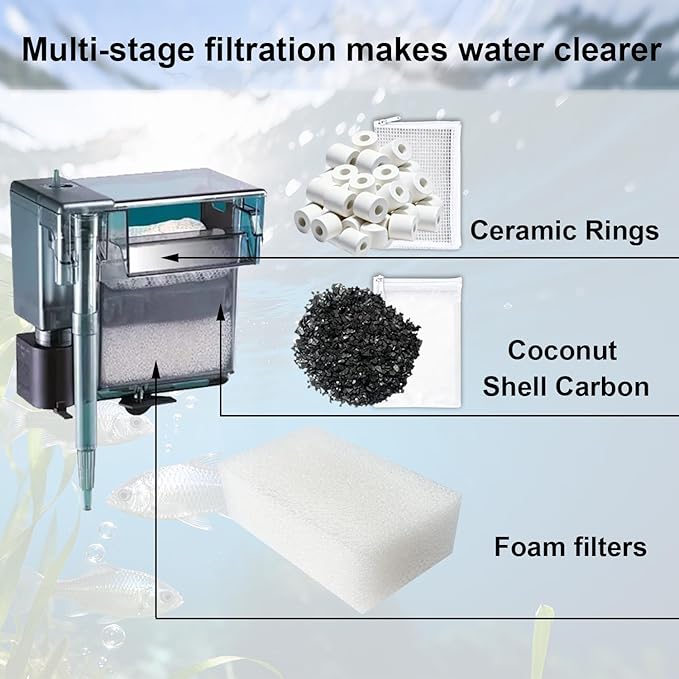 4 Set Three-Stage Filtration Maintenance Kit, Replacement for AquaClear 70 Power Filter - Bio Foam, Activated Carbon & Ceramic Rings for 40-to-70-Gallon Aquariums