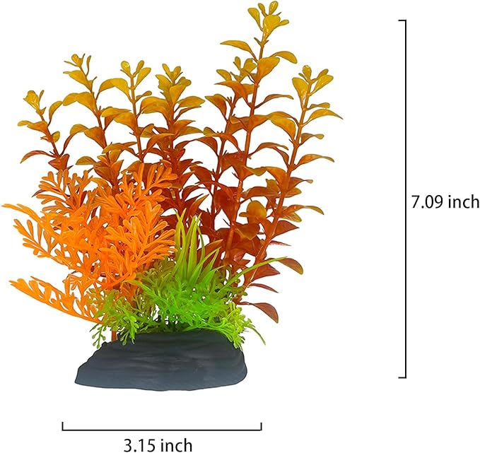 Aquarium Fish Tank Landscaping Artificial Plants Plastic Decoration Soft Fake Large Aquarium Simulation Realistic Colour Betta Plants Accessories 2 PCS (Orange)