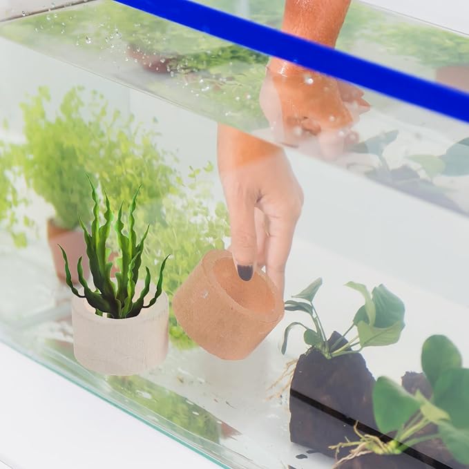 iplusmile Aquarium Plant Holder Rings 1.77In Ceramic – Weighted Anti-Float Secure Fixing – for Fish Tanks Freshwater Aquariums Shrimp Tanks for Live Aquatic Plants Grass Decor