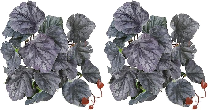 2PCS Artificial Water Plant,Simulation Vine,Lifelike Plastic Leaves Decoration with Suction Cup,Plastic Plant Aquatic Water Grass Decor for Fish Tank (Bicolor Begonia Leaves)