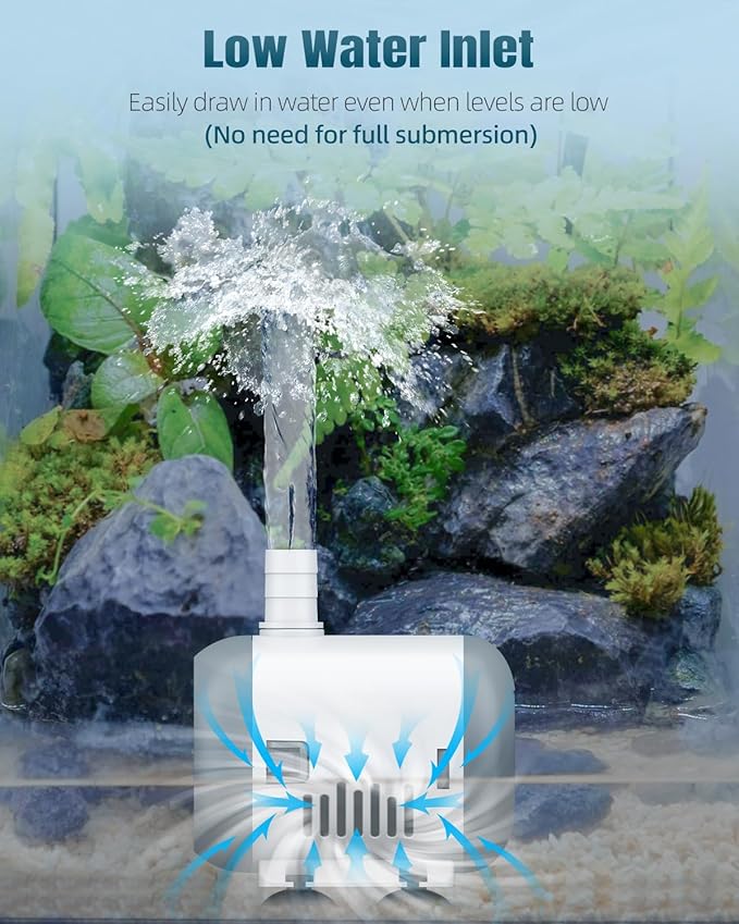 Pawfly Small Fountain Pump, 240 GPH Submersible Water Pump for Fountain, 12 W Mini Water Pump with 3.9 ft. High Lift, Quiet Water Fountain Pump for Aquarium Fish Tank & Waterfall