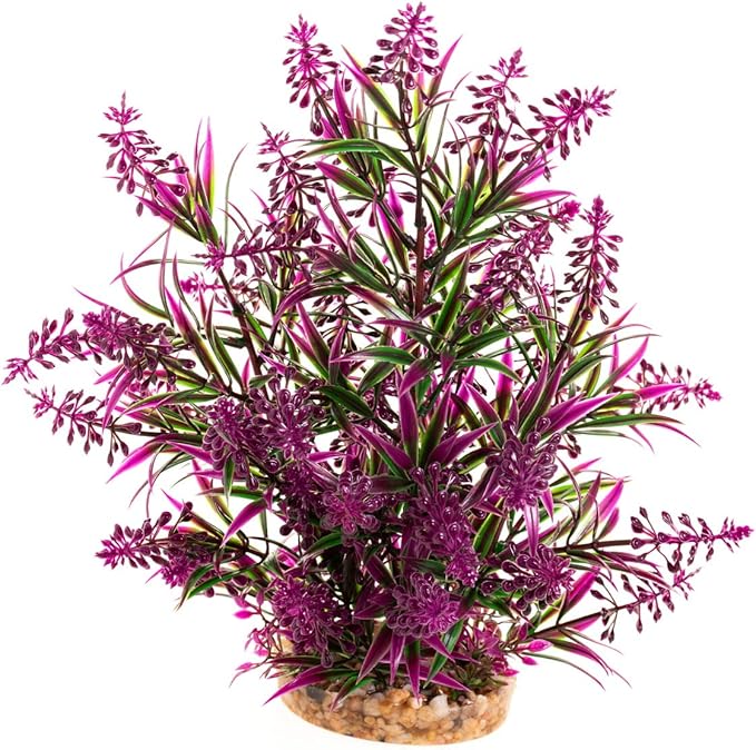 CNZ Aquarium Decor Fish Tank Decoration Ornament Artificial Plastic Plant Green/Purple, 11.8-inch
