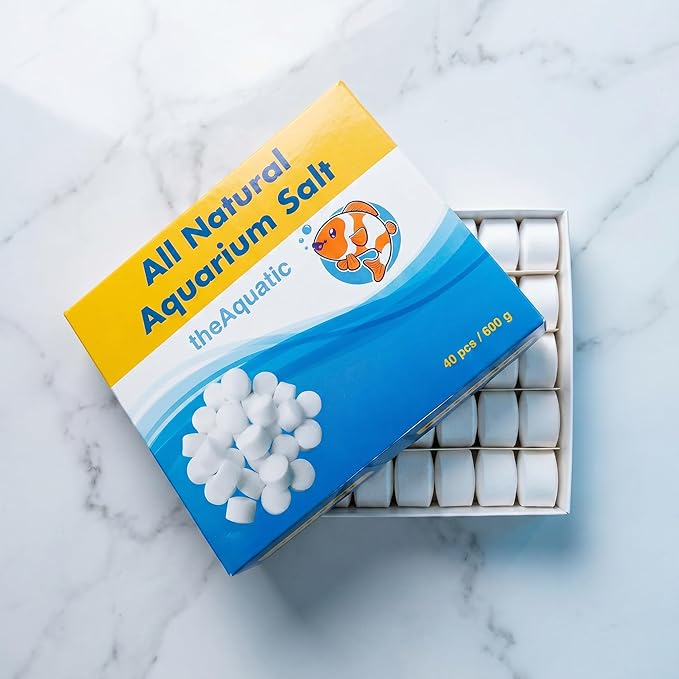 Premium Aquarium Salt, Aquarium Salt Freshwater Tablets for Aquarium Water Treatments Essential Supplies (40 Tablets)