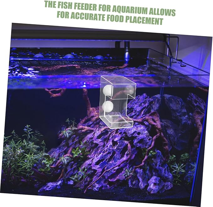 POPETPOP Fish Tank Feeding Tube with Suction Cup, Sinking Aquarium Feeder Tool for Betta and Shrimp Tanks, Large Square Automatic Fish Feeding Accessory for Home and Office