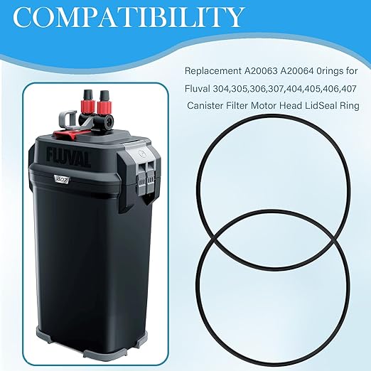 A20063 A20064 O-Ring -for Fluval 304, 305, 306, 307, 404, 405, 406, 407 Canister Filter Motor Head Seal Ring O-Ring，Aquarium Filter Replacement Part.(2PCS)