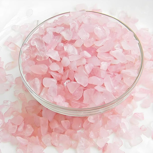 2lbs Rose Quartz Crystals, Vase Filler Stones, Pink Crushed Rose Quartz Chips, Decorative Marbles for Vases, Pebbles for Indoor Plants, Gravel for Fish Tank Aquarium