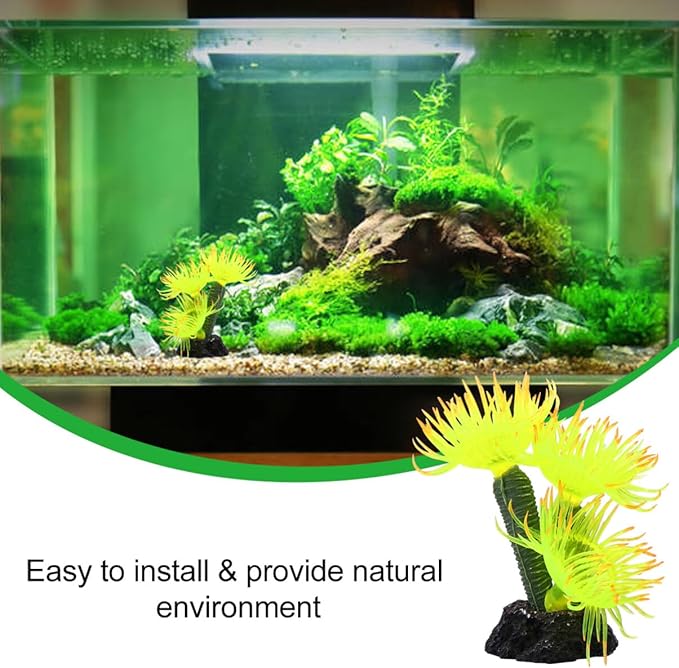 POPETPOP Artificial Coral Ornament for Aquarium Fish Tank Decor Simulated Resin Coral Safe Non-Toxic Aquarium Accessory 3.15X1.97X3.15 Inches