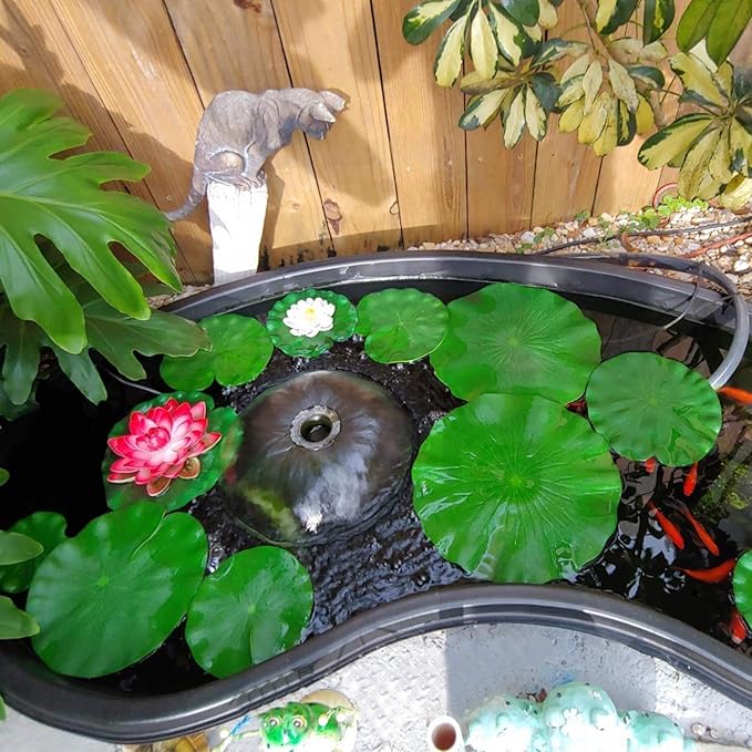 10 Pcs Realistic Lily Pads Leaves for Ponds, Artificial Floating Foam Lotus Leaves, Water Lily Pads Artificial Foliage Pond Decor for Koi Fish Pool Patio Aquarium