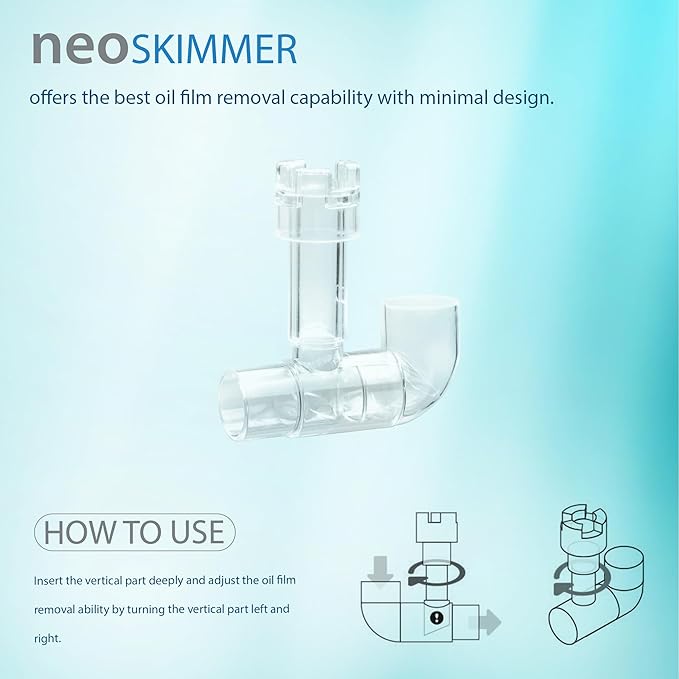 Aquario Neo Skimmer - Freshwater Planted Aquarium Surface Skimmer for/fits Neo Flow Lily Pipes, Rimless Tank Skimmer for Aquarium, Planted Tank Skimmer - Large, 17mm ID for/fits 5/8"(16/22) Tubing